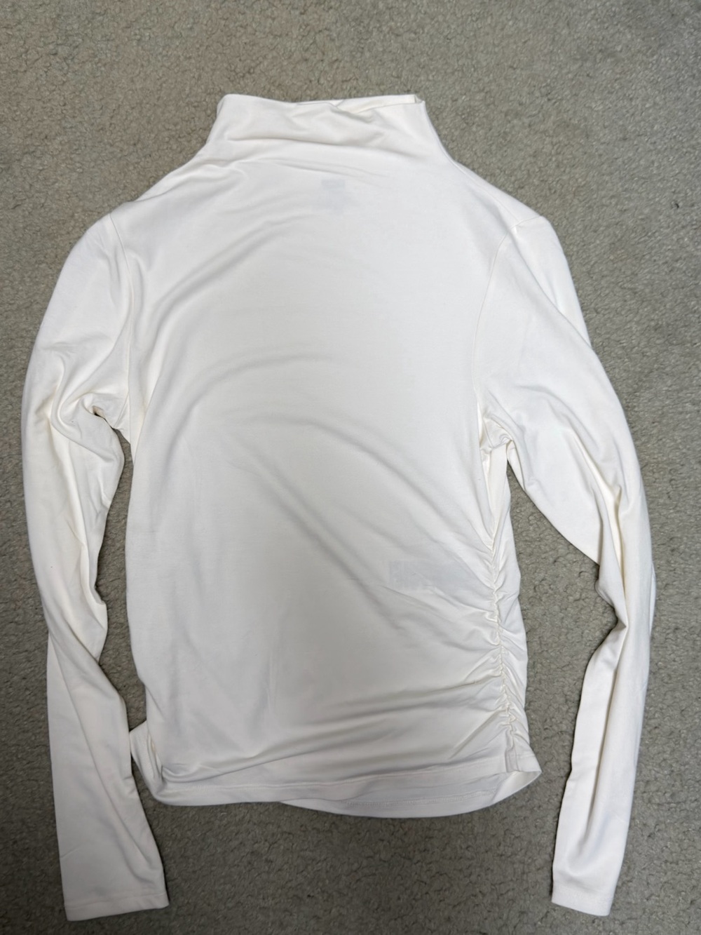 Levi's White Silky Soft Ruched Long Sleeve Mock neck Top